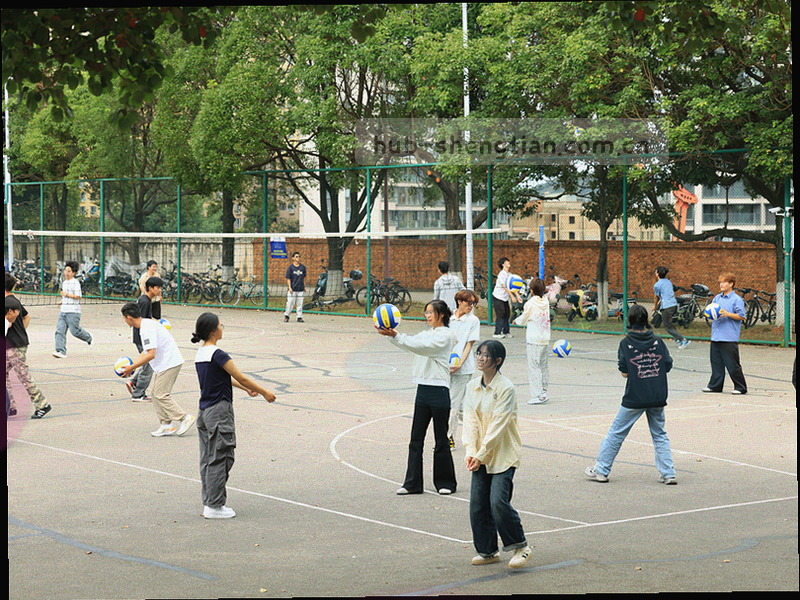 抽象圆形组成的人员网络图，展示开发、编辑、运营、客服四个团队角色的协作关系